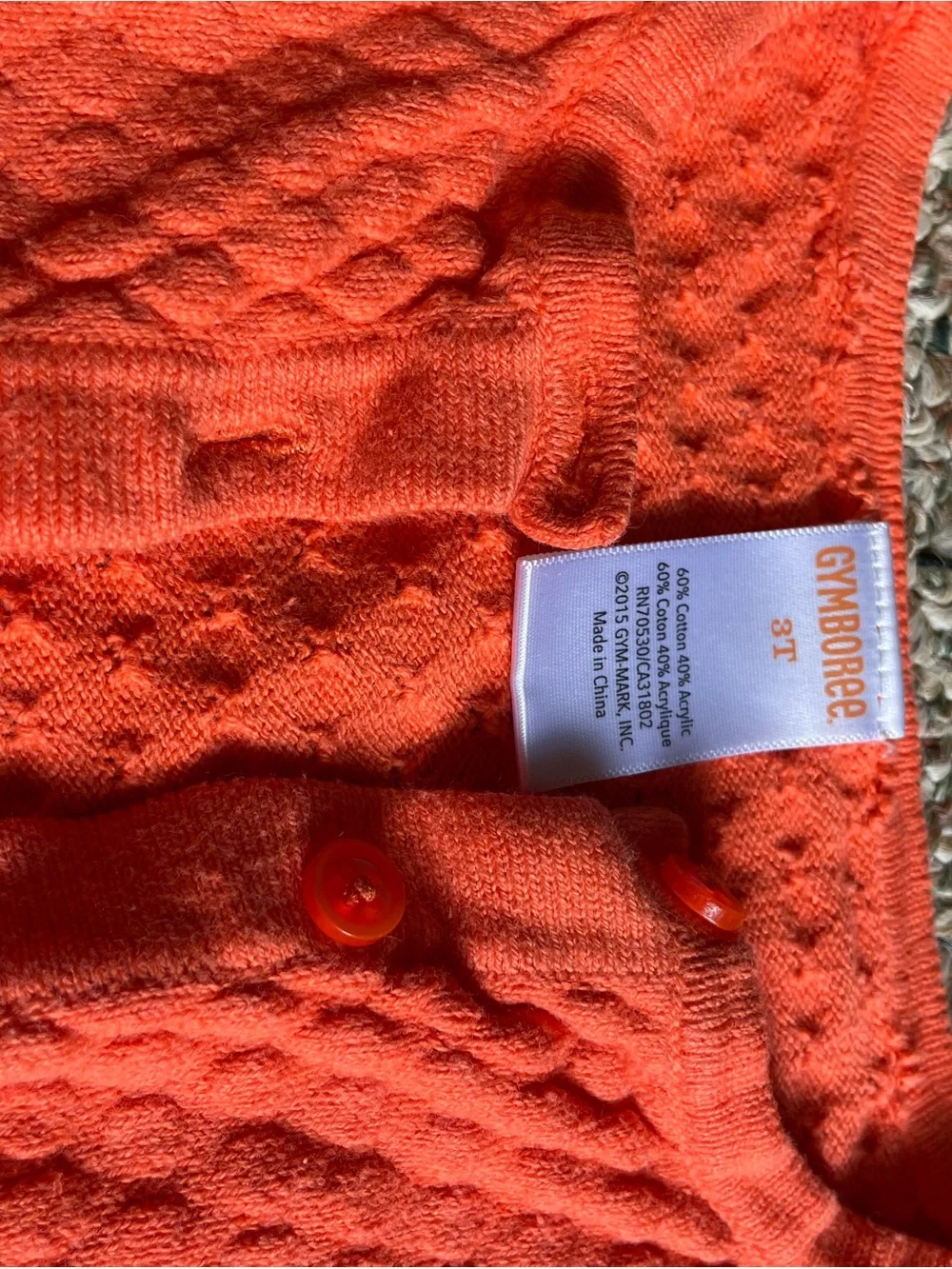 Gymboree Bright Orange Textured Knit Cardigan toddler 3T